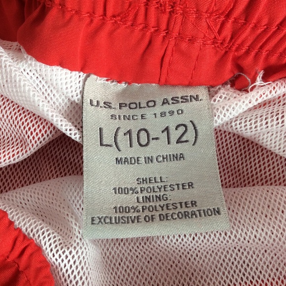 U.S. Polo Assn. Boys Swim Shorts Swim Trunks Size L 10-12 Red Blue NWT - Picture 10 of 11